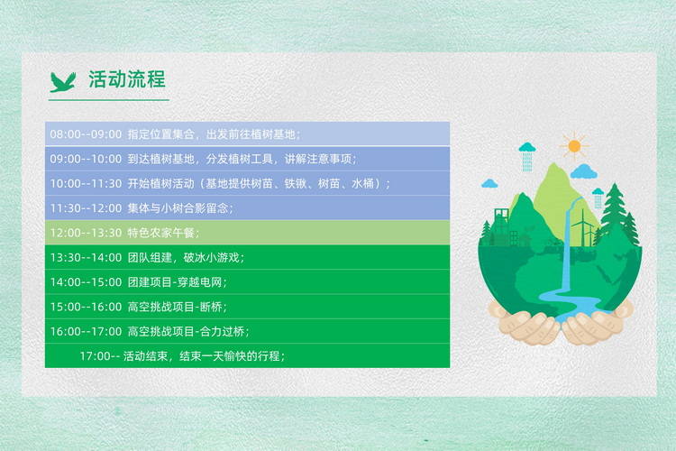 稿空挑戰(zhàn)團(tuán)建項(xiàng)目植樹活動(dòng)方案3